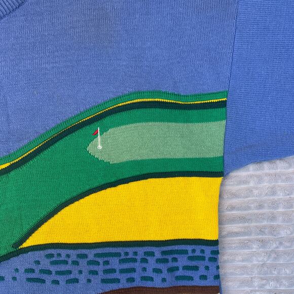 VTG Mac Divots Golf Canada 3D Knitted Cosby Coogi Golfling Style 90s Sweater XL - Picture 7 of 13